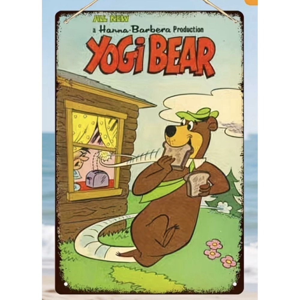 Vintage Yogi Bear Hanna Barbera Tin Metal Signs Home Décor 8x12